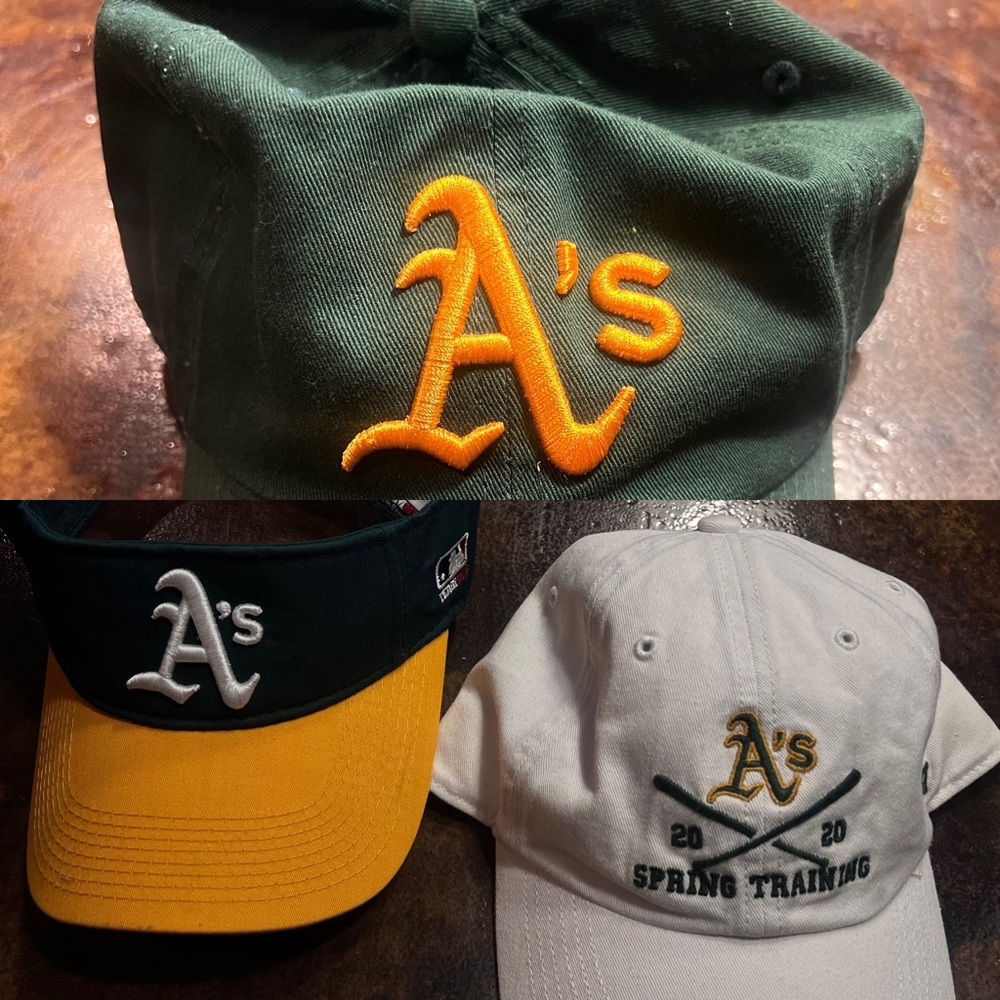 3 oakland athletics hats
